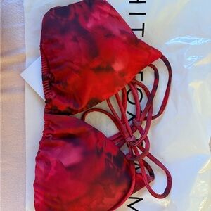 White Fox Red Tie-Dye Bikini Top